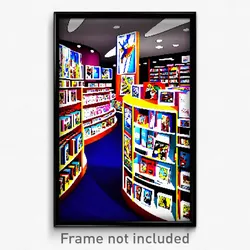 Pixel Art Poster - Impressive Comic Book Store (8 Bit Video Game Print)