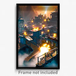 Pixel Art Poster - Thunderous Shantytown (8 Bit Psychedelic Video Game Print)