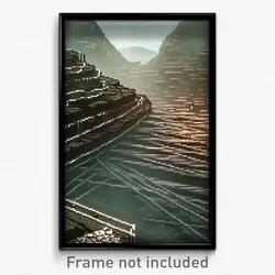 Pixel Art Poster - Digital Wire Frame Quarry (8 Bit Video Game Print)