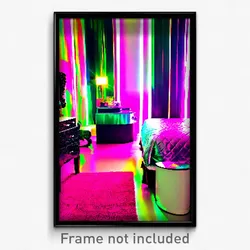 Pixel Art Poster - Flashy Bedroom (8 Bit Psychedelic Trippy Video Game Print)