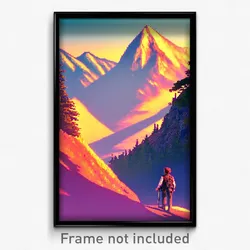 Pixel Art Poster - Pleasant Mountain (8 Bit Psychedelic Trippy Video Game Print)