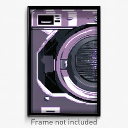 Pixel Art Poster - Metallic Washing Machine (8 Bit Psychedelic Video Game Print)