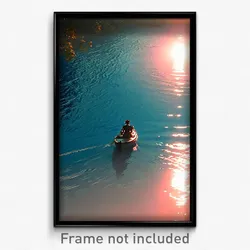 Pixel Art Poster - Blue Backwater (8 Bit Psychedelic Trippy Video Game Print)