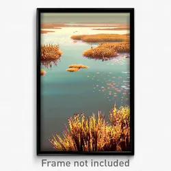 Pixel Art Poster - Fluid Wetland (8 Bit Psychedelic Trippy Video Game Print)