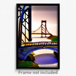 Pixel Art Poster - Miniature Bridge (8 Bit Psychedelic Trippy Video Game Print)