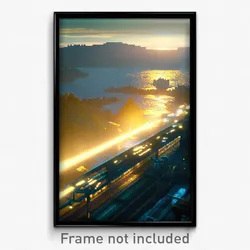Pixel Art Poster - Golden View (8 Bit Psychedelic Trippy Weird Video Game Print)