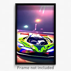 Pixel Art Poster - Stylish Racecar (8 Bit Psychedelic Trippy Video Game Print)