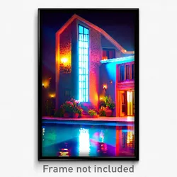 Pixel Art Poster - Liquid Villa (8 Bit Psychedelic Trippy Video Game Print)