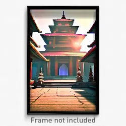 Pixel Art Poster - Noteworthy Temple (8 Bit Psychedelic Trippy Video Game Print)