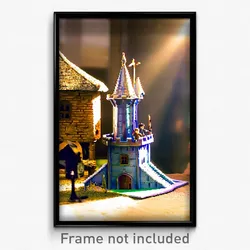 Pixel Art Poster - Miniature Keep (8 Bit Psychedelic Trippy Video Game Print)