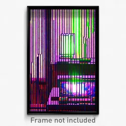 Pixel Art Poster - Wire Frame Glitchy Computer (8 Bit Video Game Print)