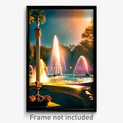Pixel Art Poster - Incredible Fountain (8 Bit Psychedelic Video Game Print)