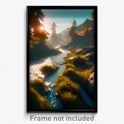 Pixel Art Poster - Adventurous Creek (8 Bit Psychedelic Trippy Video Game Print)