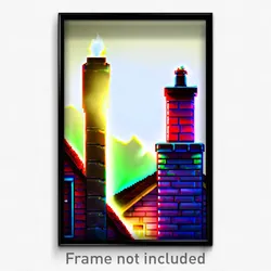 Pixel Art Poster - Vibrant Chimney (8 Bit Psychedelic Trippy Video Game Print)