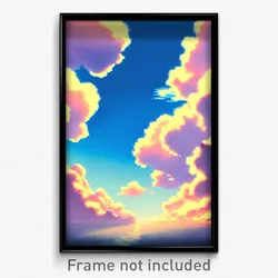 Pixel Art Poster - Sky Blue Vale (8 Bit Psychedelic Trippy Video Game Print)