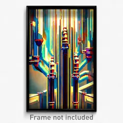 Pixel Art Poster - Outlandish Pipes (8 Bit Psychedelic Trippy Video Game Print)