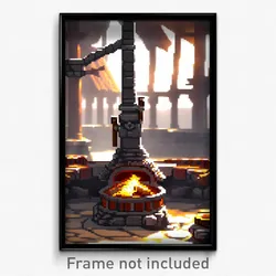 Pixel Art Poster - Adorable Forge (8 Bit Psychedelic Trippy Video Game Print)