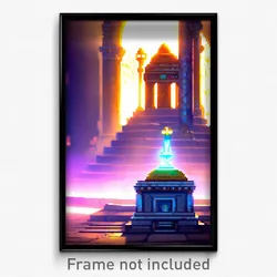 Pixel Art Poster - Dazzling Tomb (8 Bit Psychedelic Trippy Video Game Print)