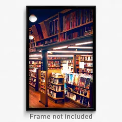 Pixel Art Poster - Realistic Book Store (8 Bit Psychedelic Video Game Print)