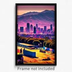 Pixel Art Poster - Fruity Los Angeles (8 Bit Psychedelic Video Game Print)