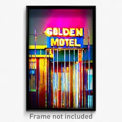 Pixel Art Poster - Golden Motel (8 Bit Psychedelic Trippy Video Game Print)