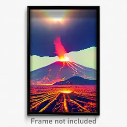 Pixel Art Poster - Grandiose Volcano (8 Bit Psychedelic Trippy Video Game Print)