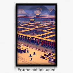 Pixel Art Poster - Humongous Barracks (8 Bit Psychedelic Video Game Print)