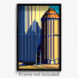 Pixel Art Poster - Imaginary Silo (8 Bit Psychedelic Trippy Video Game Print)