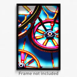 Pixel Art Poster - Creative Wheels (8 Bit Psychedelic Trippy Video Game Print)