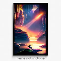Pixel Art Poster - Amazing Cavern (8 Bit Psychedelic Trippy Video Game Print)