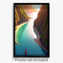 Pixel Art Poster - Beautiful Cove (8 Bit Psychedelic Trippy Video Game Print)