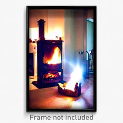 Pixel Art Poster - Adorable Fireplace (8 Bit Psychedelic Video Game Print)