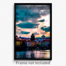 Pixel Art Poster - Cloudy Prague (8 Bit Psychedelic Trippy Video Game Print)