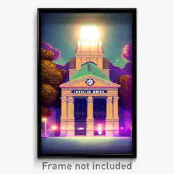 Pixel Art Poster - Fluffy Courthouse (8 Bit Psychedelic Trippy Video Game Print)