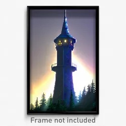 Pixel Art Poster - Jaw Dropping Tower (8 Bit Psychedelic Video Game Print)