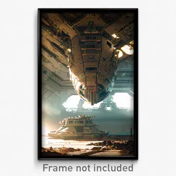 Pixel Art Poster - Abandoned Spaceship (8 Bit Psychedelic Video Game Print)