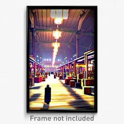 Pixel Art Poster - Large Marketplace (8 Bit Psychedelic Trippy Video Game Print)