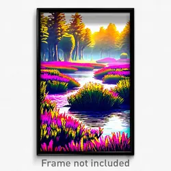 Pixel Art Poster - Vibrant Wetland (8 Bit Psychedelic Trippy Video Game Print)