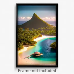 Pixel Art Poster - Deserted Exotic Island (8 Bit Psychedelic Video Game Print)