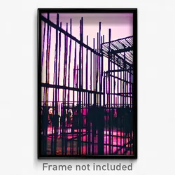 Pixel Art Poster - Wire Frame Boneyard (8 Bit Psychedelic Video Game Print)