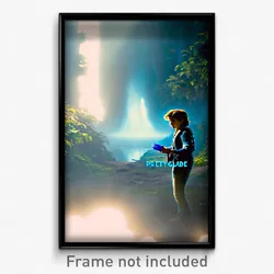 Pixel Art Poster - Blue Glade (8 Bit Psychedelic Trippy Weird Video Game Print)