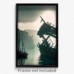 Pixel Art Poster - Unknown Shipwreck (8 Bit Psychedelic Trippy Video Game Print)