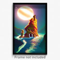Pixel Art Poster - Spotted Cove (8 Bit Psychedelic Trippy Video Game Print)