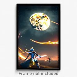 Pixel Art Poster - Grandiose Moon Battle (8 Bit Psychedelic Video Game Print)