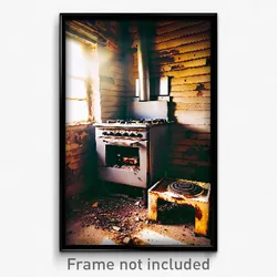 Pixel Art Poster - Abandoned Stove (8 Bit Psychedelic Trippy Video Game Print)