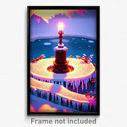 Pixel Art Poster - Frozen Well (8 Bit Psychedelic Trippy Weird Video Game Print)