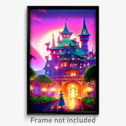 Pixel Art Poster - Enchanted Palace (8 Bit Psychedelic Trippy Video Game Print)
