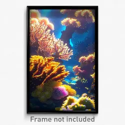 Pixel Art Poster - Detailed Reef (8 Bit Psychedelic Trippy Video Game Print)