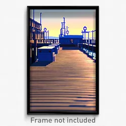 Pixel Art Poster - Clean Wharf (8 Bit Psychedelic Trippy Weird Video Game Print)