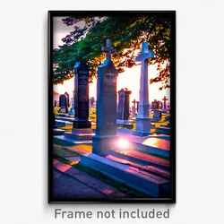 Pixel Art Poster - Prestigious Cemetery (8 Bit Psychedelic Video Game Print)
